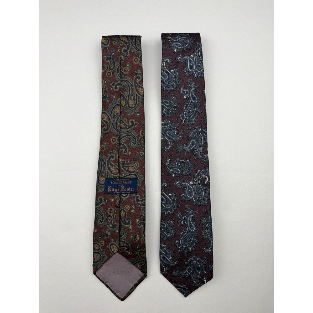 Robert‎ Talbott Page Foster Vintage Men's Paisley Silk Ties Lot 2 Hand Sewn USA
